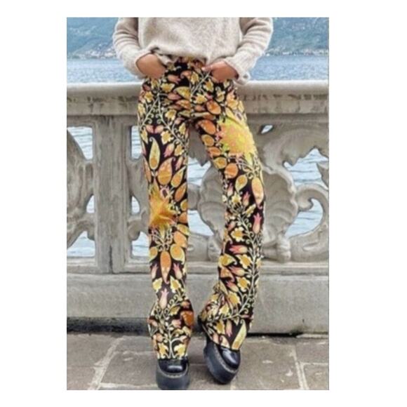 Zara Boho Hippie Chic Floral Woman Multicolor High Rise Pants Size XS - Picture 1 of 10